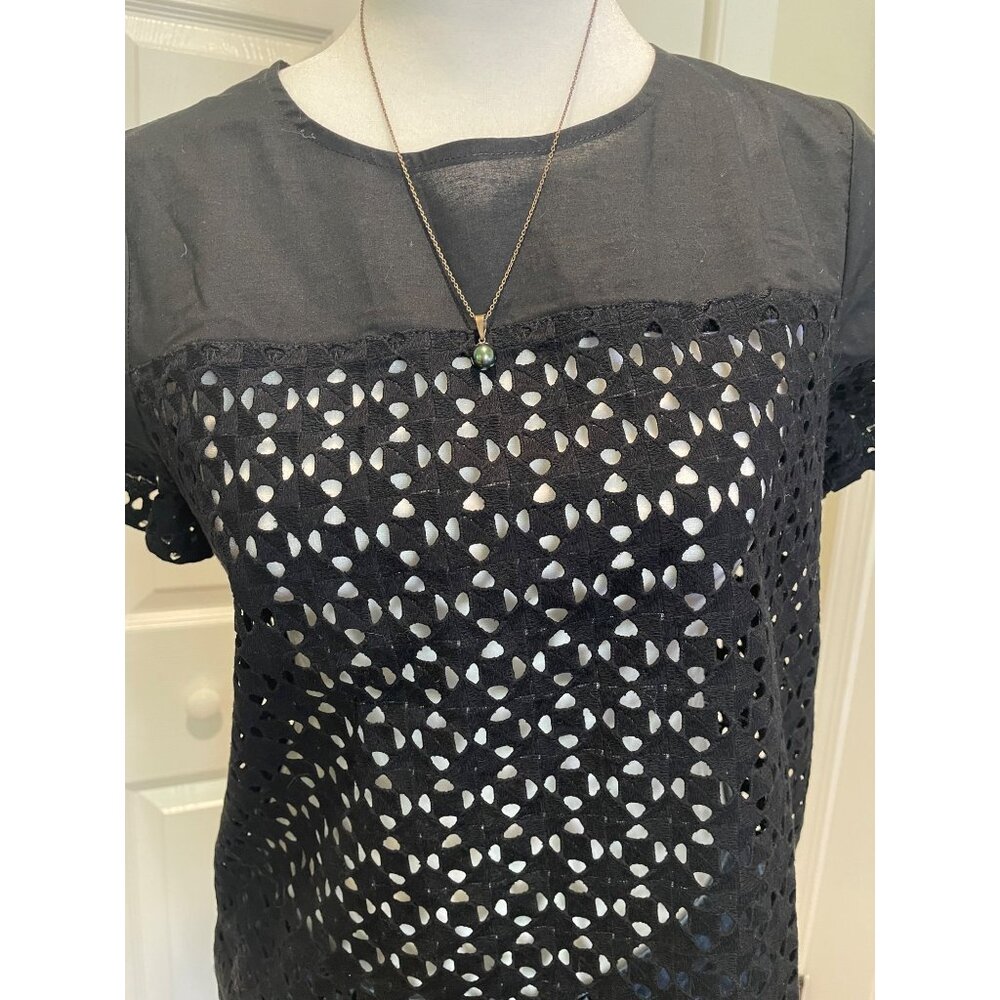 Madewell Womens Eyelet Top Size S Sheer Romantic Dainty Capsule Parisian Sleek - Picture 3 of 12